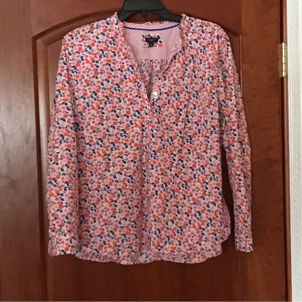 Talbots Pink Floral Button Down Shirt